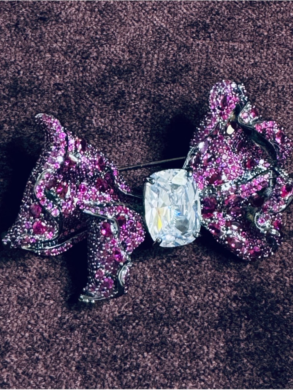 Crystal Centerpiece Pink Ribbon Brooch - Women Jewelry